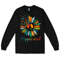 Black daisy peace sign hippie soul tshirt flower lovers gifts Long Sleeve Tee - longCreatives