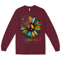 Burgundy daisy peace sign hippie soul tshirt flower lovers gifts Long Sleeve Tee - longCreatives