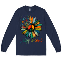 Navy daisy peace sign hippie soul tshirt flower lovers gifts Long Sleeve Tee - longCreatives