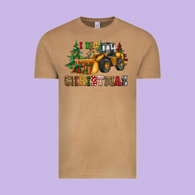 I Dig Christmas Bulldozer Vintage Tee Designed By Cowgirlartshop