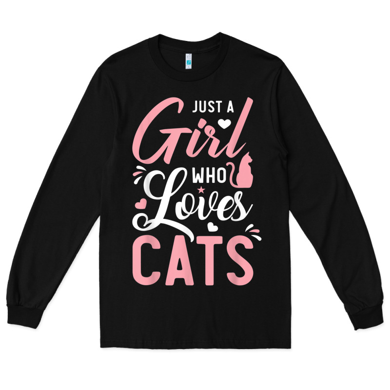 Just A Girl Who Loves Cats Cute Cat Lover Gifts Long Sleeve Tee by longCreatives | Teevron
