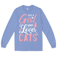 Colony Blue just a girl who loves cats cute cat lover gifts Long Sleeve Tee - longCreatives