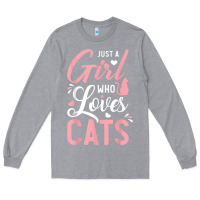 Heather Grey just a girl who loves cats cute cat lover gifts Long Sleeve Tee - longCreatives