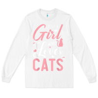 White just a girl who loves cats cute cat lover gifts Long Sleeve Tee - longCreatives