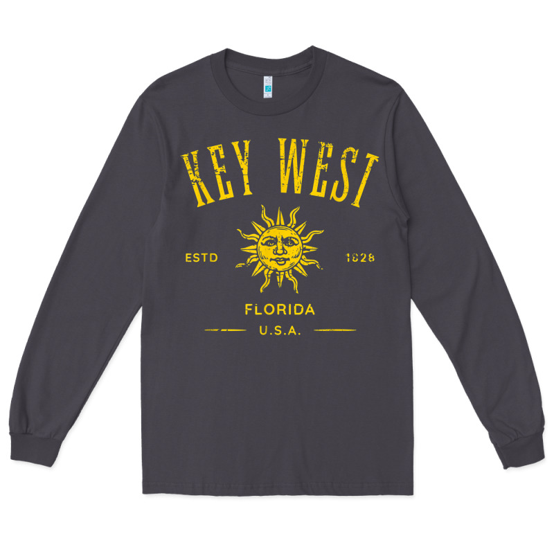 Key West Florida Vintage Distressed Style Design Souvenir Long Sleeve Tee by longCreatives | Teevron