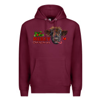 Burgundy Merry Christmas Calf Premium Hoodie - RanaPortraitStore