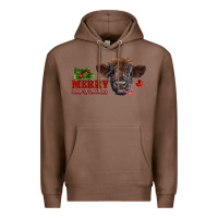Chestnut Merry Christmas Calf Premium Hoodie - RanaPortraitStore
