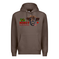 Coffee Merry Christmas Calf Premium Hoodie - RanaPortraitStore