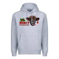 Heather Grey Merry Christmas Calf Premium Hoodie - RanaPortraitStore