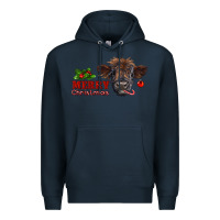 Navy Merry Christmas Calf Premium Hoodie - RanaPortraitStore