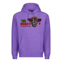 Purple Merry Christmas Calf Premium Hoodie - RanaPortraitStore