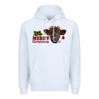 White Merry Christmas Calf Premium Hoodie - RanaPortraitStore