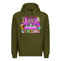 Army Green Just A Girl Who Loves Crafting Premium Hoodie - CowhideDigitalArt