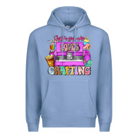 Colony Blue Just A Girl Who Loves Crafting Premium Hoodie - CowhideDigitalArt