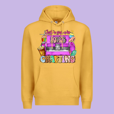 Just A Girl Who Loves Crafting Premium Hoodie Designed By Cowhidedigitalart