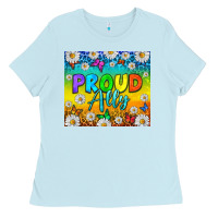 Baby Blue LGBTQ+ proud ally with daisy Ladies Tee - NancyCooperArtShop