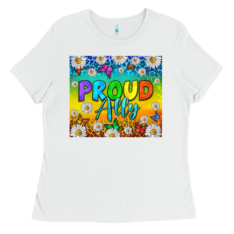 Lgbtq+ Proud Ally With Daisy Ladies Tee by NancyCooperArtShop | Teevron