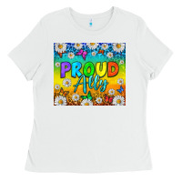White LGBTQ+ proud ally with daisy Ladies Tee - NancyCooperArtShop