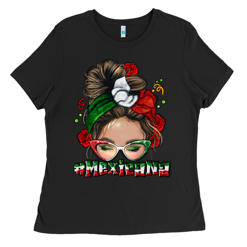 Mexicana Messy Bun Ladies Tee by NancyCooperArtShop | Teevron