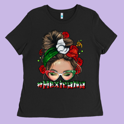 Mexicana Messy Bun Ladies Tee Designed By Nancycooperartshop