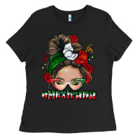 Black Mexicana messy bun Ladies Tee - NancyCooperArtShop