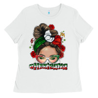White Mexicana messy bun Ladies Tee - NancyCooperArtShop