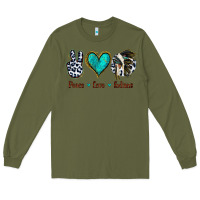 Army Green Peace Love Indians Long Sleeve Tee - Jasminsmagicworld