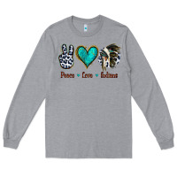 Heather Grey Peace Love Indians Long Sleeve Tee - Jasminsmagicworld