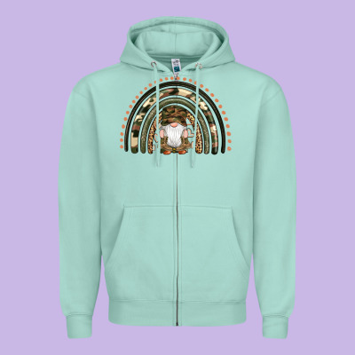 Camouflage Gnomes Rainbow Zipper Hoodie Designed By Artiststas