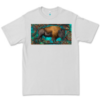Dove Grey Bison with leopard and turquoise Premium Tee - RanaPortraitStore