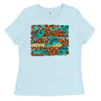 Baby Blue Leopard and Aztec Background Western Ladies Tee - texasbilliewilder