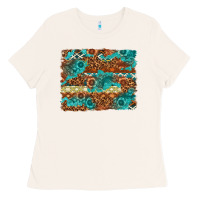 Bone Leopard and Aztec Background Western Ladies Tee - texasbilliewilder