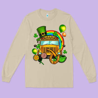 St. Patrick's School Bus Long Sleeve Tee Designed By Oliviacreatesart