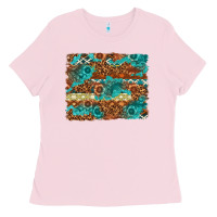 Bubblegum Pink Leopard and Aztec Background Western Ladies Tee - texasbilliewilder
