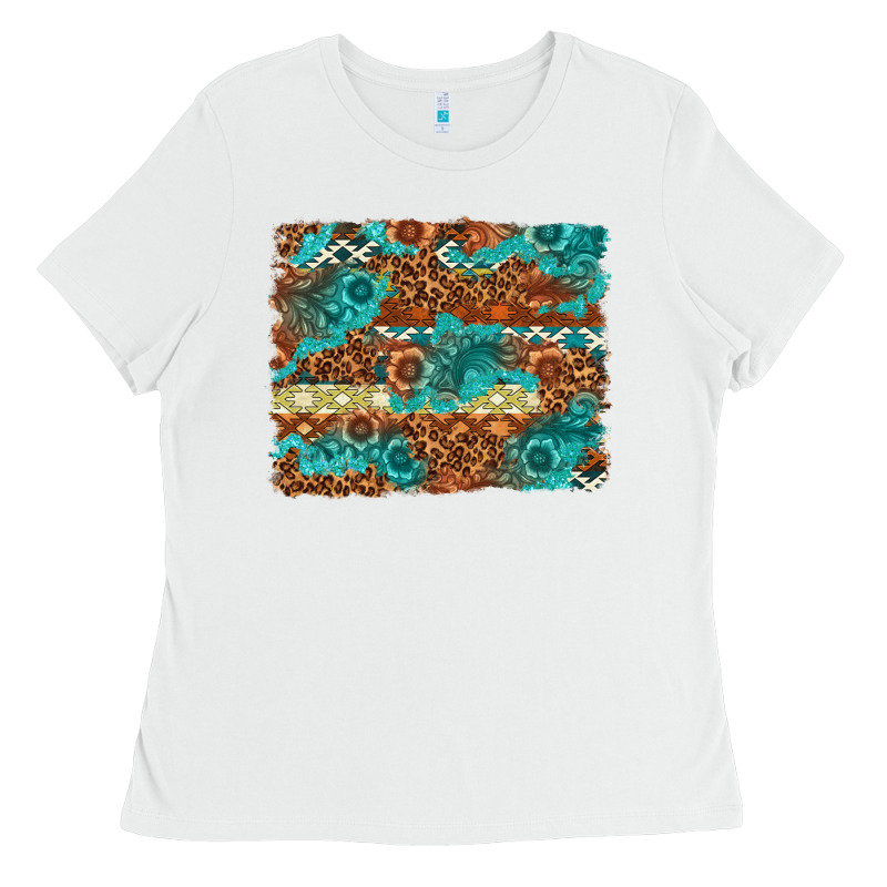 Leopard And Aztec Background Western Ladies Tee by texasbilliewilder | Teevron