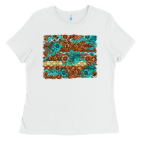 White Leopard and Aztec Background Western Ladies Tee - texasbilliewilder