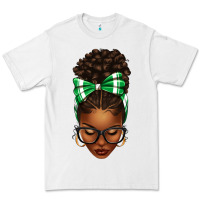 White Afro Messy Bun Green and White Bow Premium Tee - texasbilliewilder