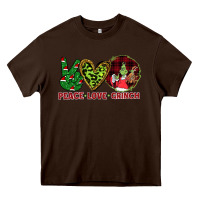 Chocolate Brown Peace Love Grinch Heavy Core Tee - Bettercallsaul