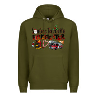 Army Green Santa's Favorite Firefighter Premium Hoodie - LillyAllenDesigns