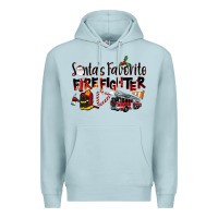 Blue Mist Santa's Favorite Firefighter Premium Hoodie - LillyAllenDesigns
