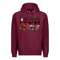 Burgundy Santa's Favorite Firefighter Premium Hoodie - LillyAllenDesigns