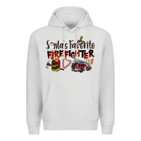 Dove Grey Santa's Favorite Firefighter Premium Hoodie - LillyAllenDesigns