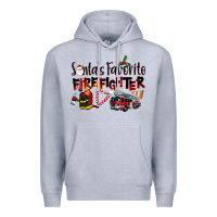 Heather Grey Santa's Favorite Firefighter Premium Hoodie - LillyAllenDesigns