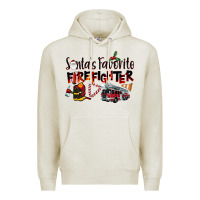 Oatmeal Heather Santa's Favorite Firefighter Premium Hoodie - LillyAllenDesigns
