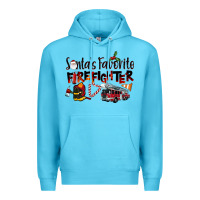 Ocean Blue Santa's Favorite Firefighter Premium Hoodie - LillyAllenDesigns