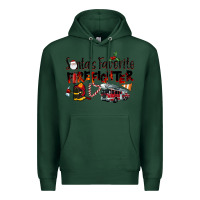 Sports Green Santa's Favorite Firefighter Premium Hoodie - LillyAllenDesigns