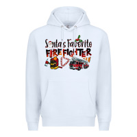 White Santa's Favorite Firefighter Premium Hoodie - LillyAllenDesigns