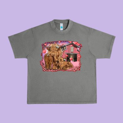Valentines Day Mama Cow And Baby Cows Urban Heavy Tee Designed By Ranaportraitstore