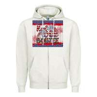 Oatmeal Heather red white boujee Zipper Hoodie - Artiststas
