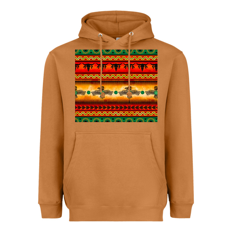 Thunderbird Bullskull Aztec Pattern Heavyweight Hoodie by BarkalooDesign | Teevron